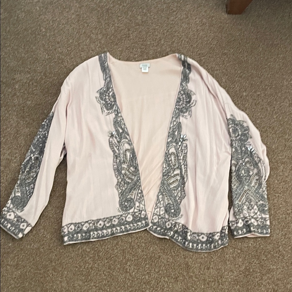 Chic Embellished Blazer in Soft Pink